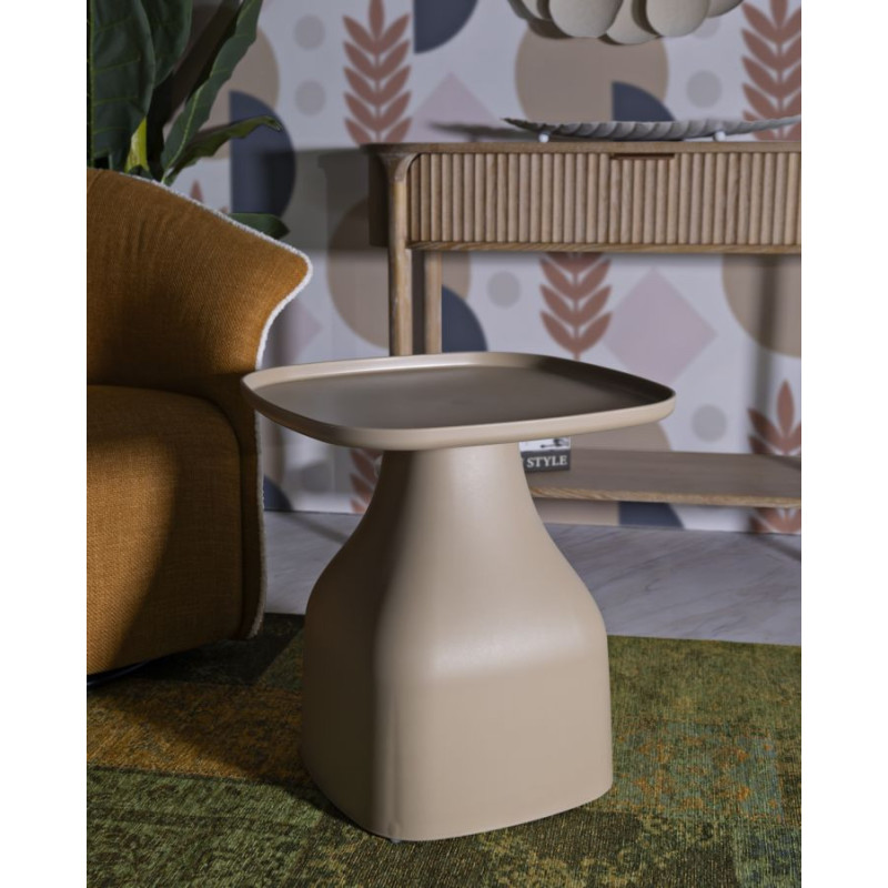 Table d'appoint moderne Carrée Hauteur 50 cm Polypropylène Beige Gia 