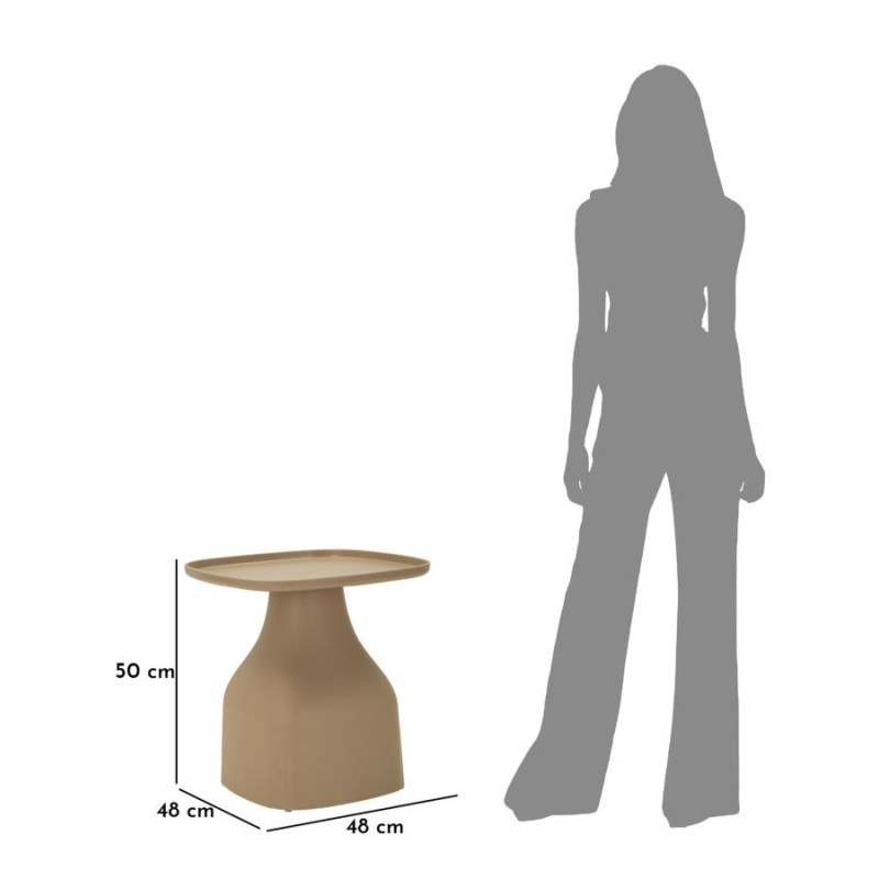 Table d'appoint moderne Carrée Hauteur 50 cm Polypropylène Beige Gia 