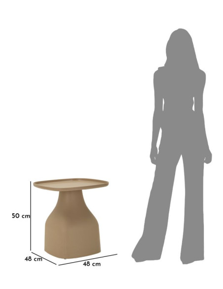 Table d'appoint moderne Carrée Hauteur 50 cm Polypropylène Beige Gia 
