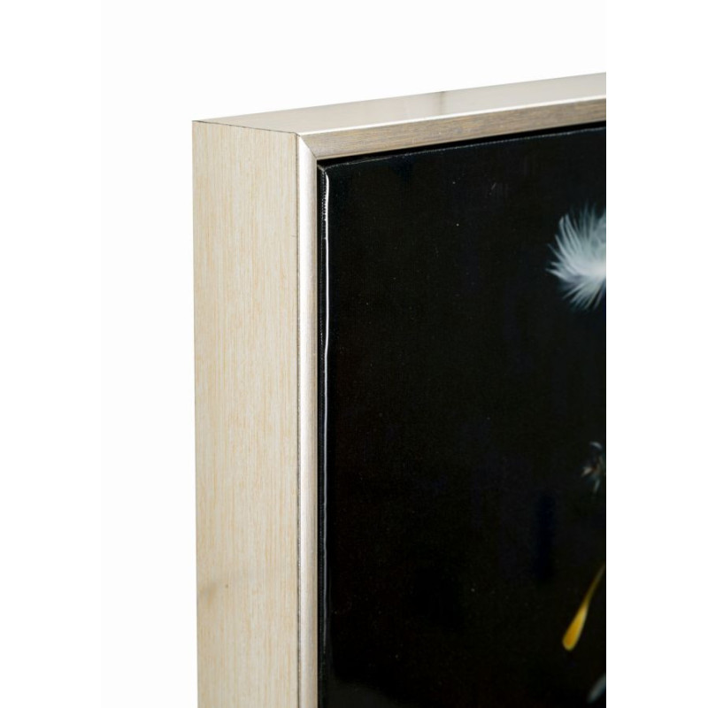 Grande toile murale peinte Danseuse pissenlits bras levés 72x102 avec cadre argenté Dancing 