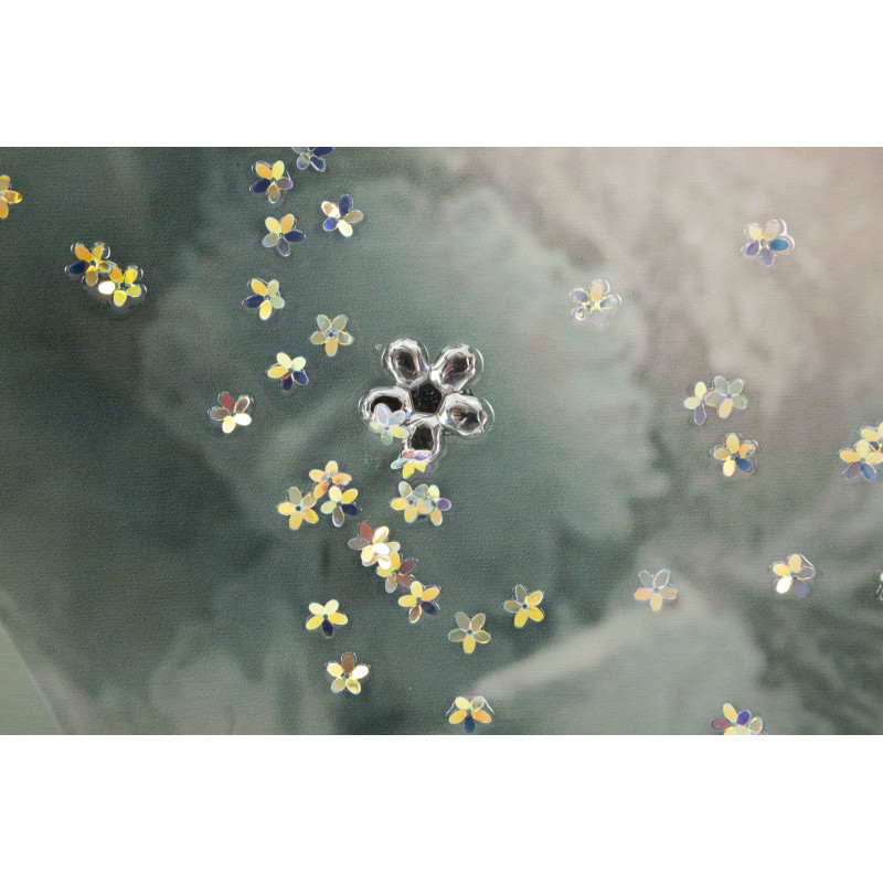 Grande toile murale peinte Femme élégante robe grise sac rouge 52x152 avec cadre noir Elegant 