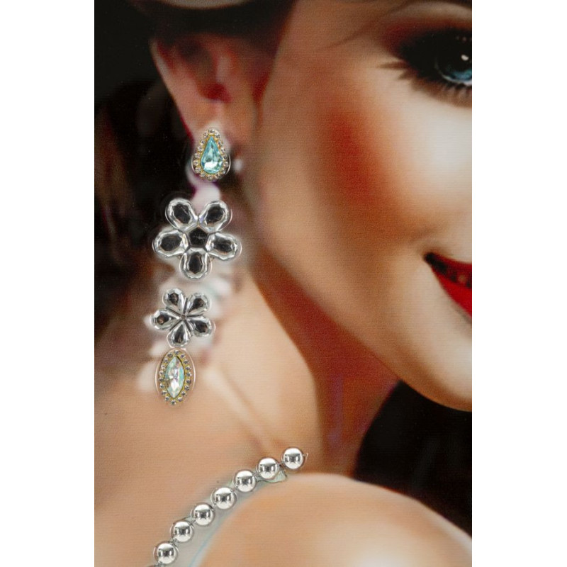 Grande toile murale peinte Femme élégante robe grise sac rouge 52x152 avec cadre noir Elegant 