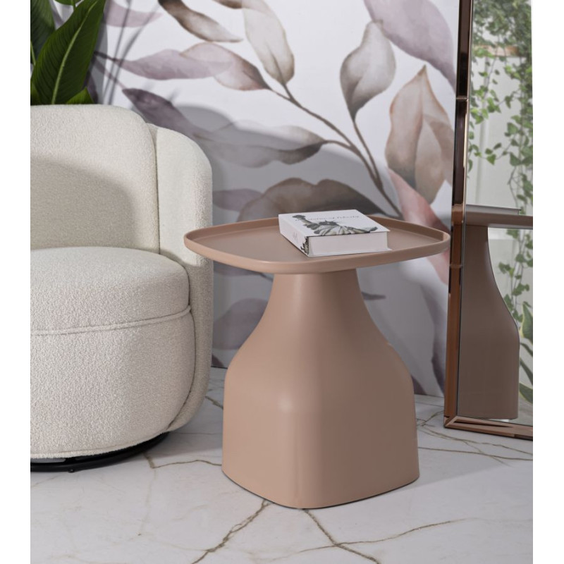 Table d'appoint moderne Carrée Hauteur 50 cm Polypropylène Rose Gia 