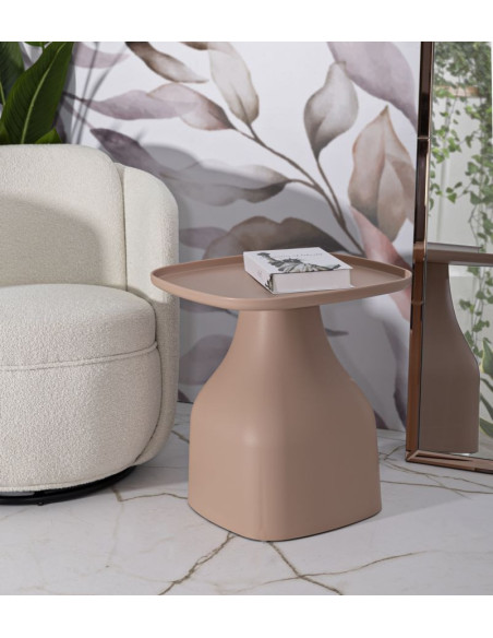 Table d'appoint moderne Carrée Hauteur 50 cm Polypropylène Rose Gia 