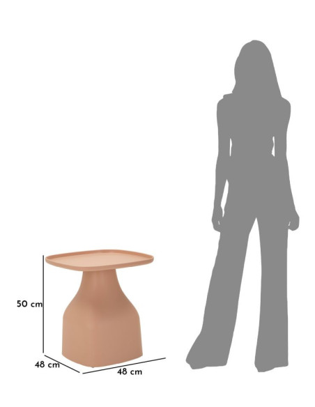 Table d'appoint moderne Carrée Hauteur 50 cm Polypropylène Rose Gia 