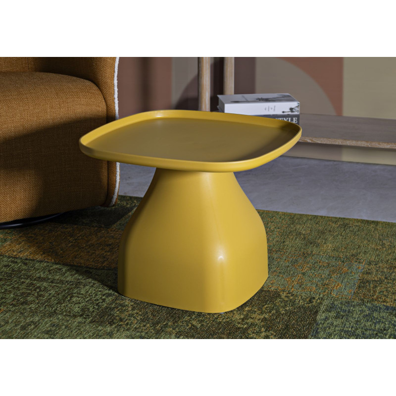 Table d'appoint moderne Carrée Hauteur 38 cm Polypropylène Jaune Gia 