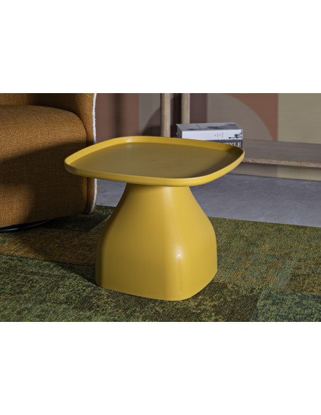 Table d'appoint moderne Carrée Hauteur 38 cm Polypropylène Jaune Gia 