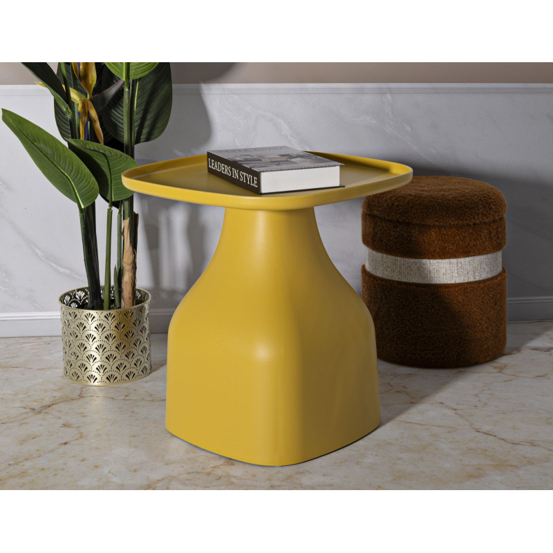 Table d'appoint moderne Carrée Hauteur 50 cm Polypropylène Jaune Gia 