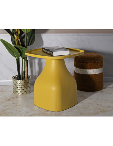 Table d'appoint moderne Carrée Hauteur 50 cm Polypropylène Jaune Gia 