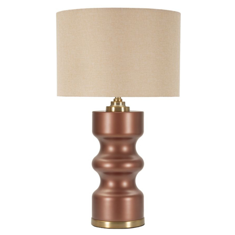 Grande Lampe à poser glamour chic Hauteur 69 cm Verre Marron Tissu Beige Métal Doré Rosenthal 