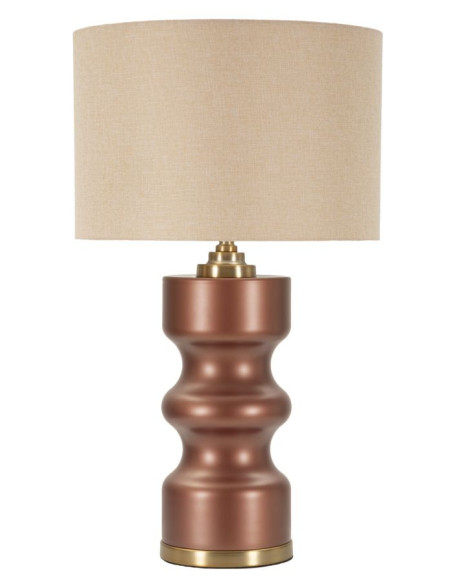Grande Lampe à poser glamour chic Hauteur 69 cm Verre Marron Tissu Beige Métal Doré Rosenthal 