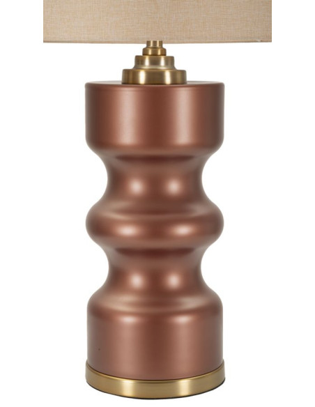 Grande Lampe à poser glamour chic Hauteur 69 cm Verre Marron Tissu Beige Métal Doré Rosenthal 