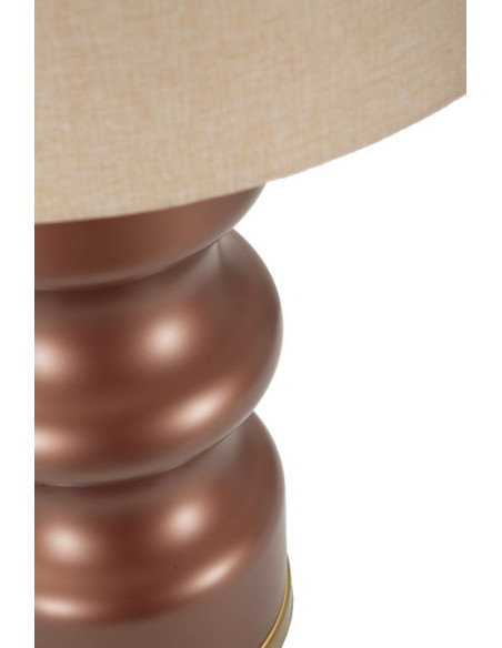 Grande Lampe à poser glamour chic Hauteur 69 cm Verre Marron Tissu Beige Métal Doré Rosenthal 