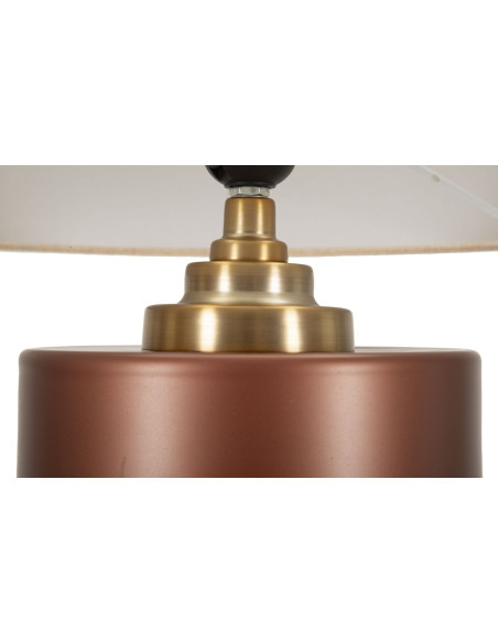 Grande Lampe à poser glamour chic Hauteur 69 cm Verre Marron Tissu Beige Métal Doré Rosenthal 