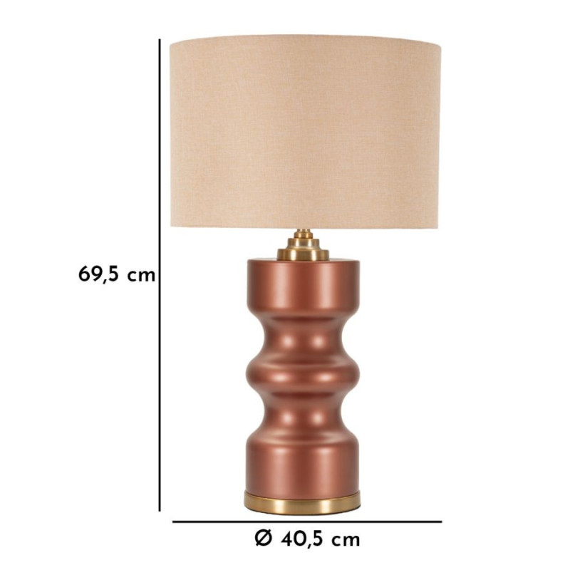 Grande Lampe à poser glamour chic Hauteur 69 cm Verre Marron Tissu Beige Métal Doré Rosenthal 