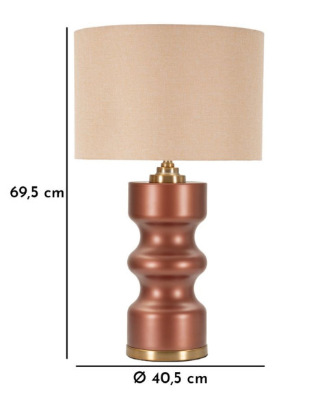 Grande Lampe à poser glamour chic Hauteur 69 cm Verre Marron Tissu Beige Métal Doré Rosenthal 