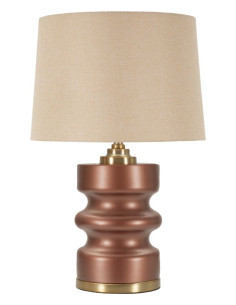 Lampe à poser glamour chic Hauteur 56 cm Verre Marron Tissu Beige Métal Doré Rosenthal 