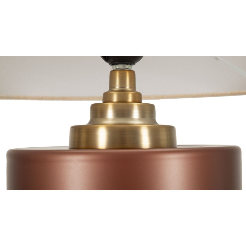 Lampe à poser glamour chic Hauteur 56 cm Verre Marron Tissu Beige Métal Doré Rosenthal 