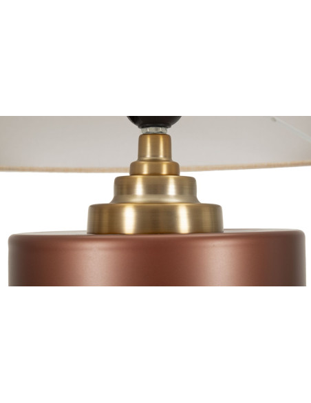 Lampe à poser glamour chic Hauteur 56 cm Verre Marron Tissu Beige Métal Doré Rosenthal 