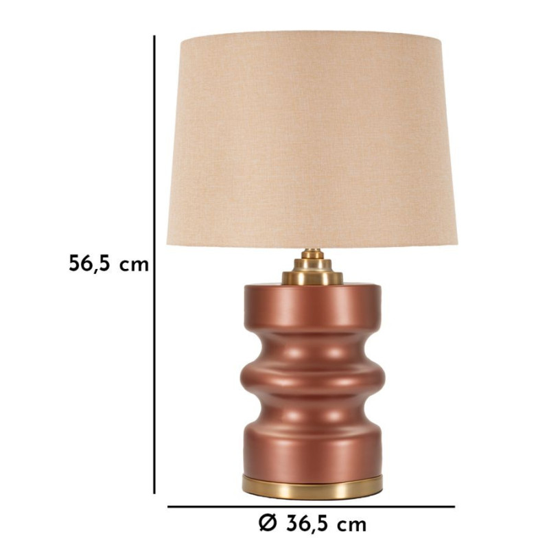 Lampe à poser glamour chic Hauteur 56 cm Verre Marron Tissu Beige Métal Doré Rosenthal 