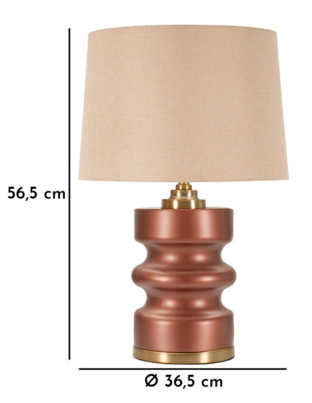 Lampe à poser glamour chic Hauteur 56 cm Verre Marron Tissu Beige Métal Doré Rosenthal 