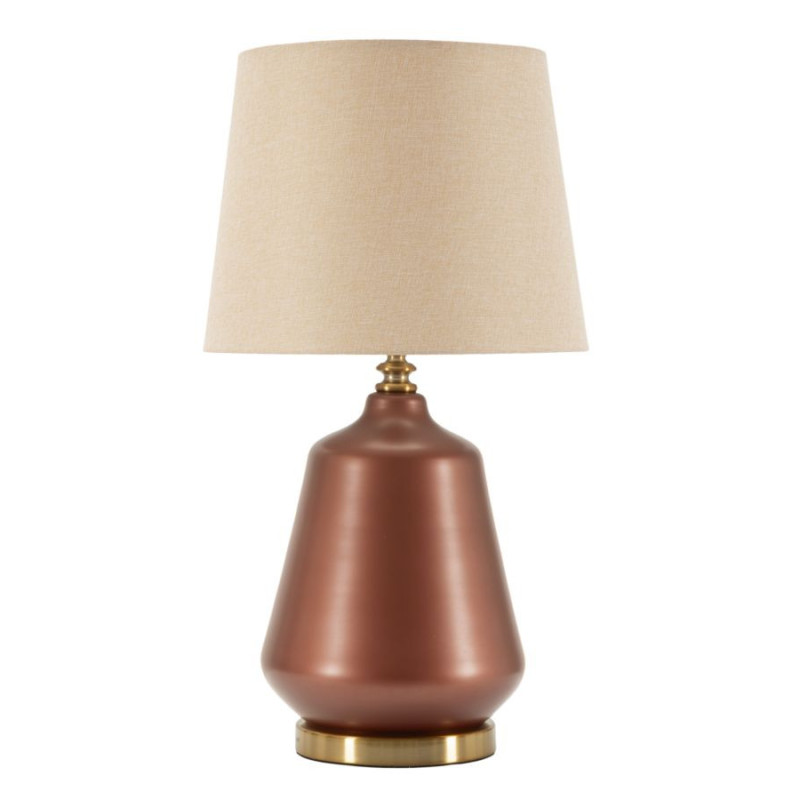 Grande Lampe à poser glamour chic Hauteur 65 cm Verre Marron Tissu Beige Métal Doré Rosenthal 