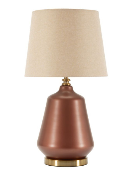 Grande Lampe à poser glamour chic Hauteur 65 cm Verre Marron Tissu Beige Métal Doré Rosenthal 