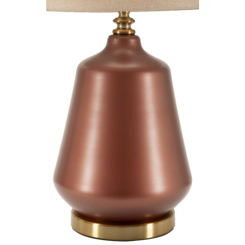 Grande Lampe à poser glamour chic Hauteur 65 cm Verre Marron Tissu Beige Métal Doré Rosenthal 