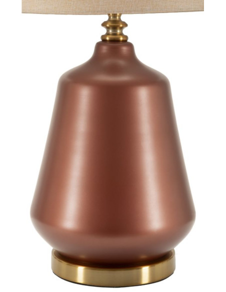Grande Lampe à poser glamour chic Hauteur 65 cm Verre Marron Tissu Beige Métal Doré Rosenthal 