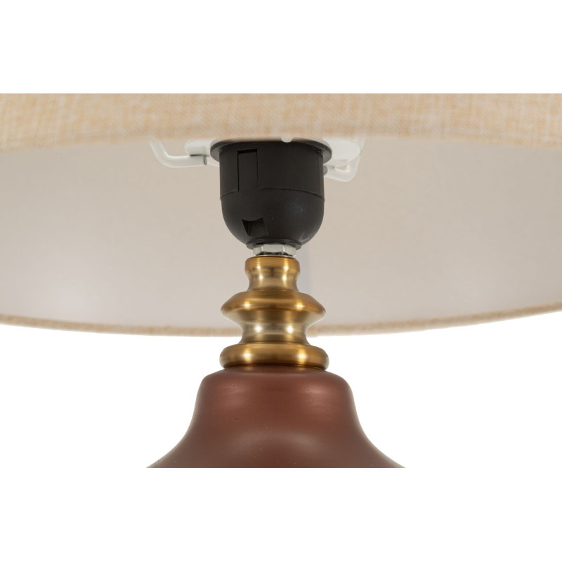 Grande Lampe à poser glamour chic Hauteur 65 cm Verre Marron Tissu Beige Métal Doré Rosenthal 