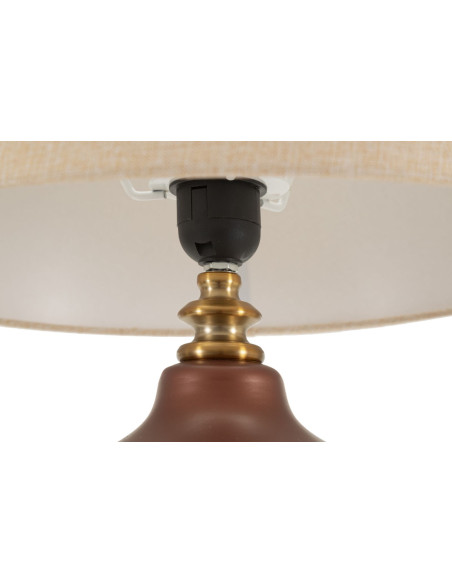 Grande Lampe à poser glamour chic Hauteur 65 cm Verre Marron Tissu Beige Métal Doré Rosenthal 