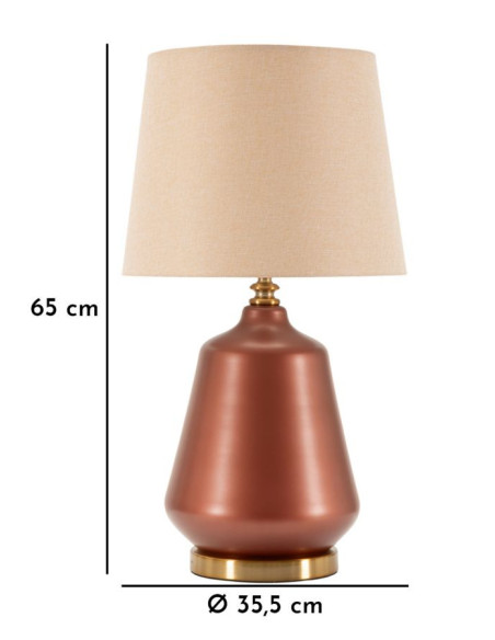 Grande Lampe à poser glamour chic Hauteur 65 cm Verre Marron Tissu Beige Métal Doré Rosenthal 
