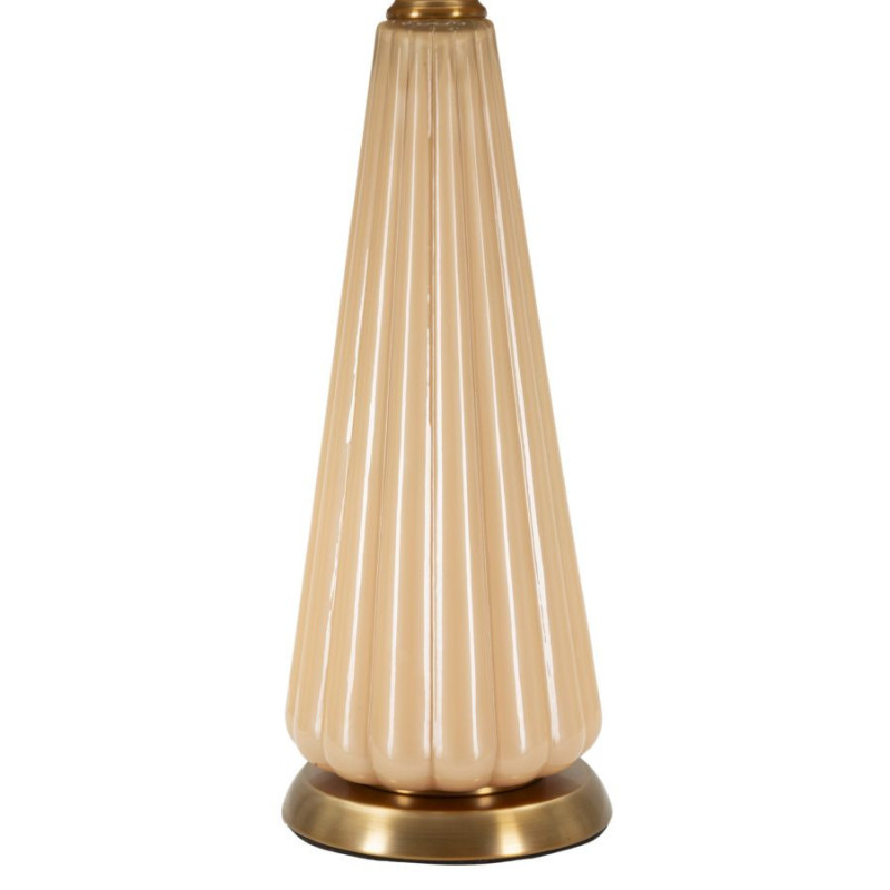 Grande Lampe à poser moderne chic Hauteur 68 cm Verre Beige rosé Tissu Beige Métal Doré Perly 