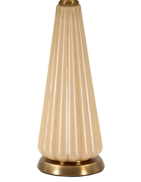 Grande Lampe à poser moderne chic Hauteur 68 cm Verre Beige rosé Tissu Beige Métal Doré Perly 