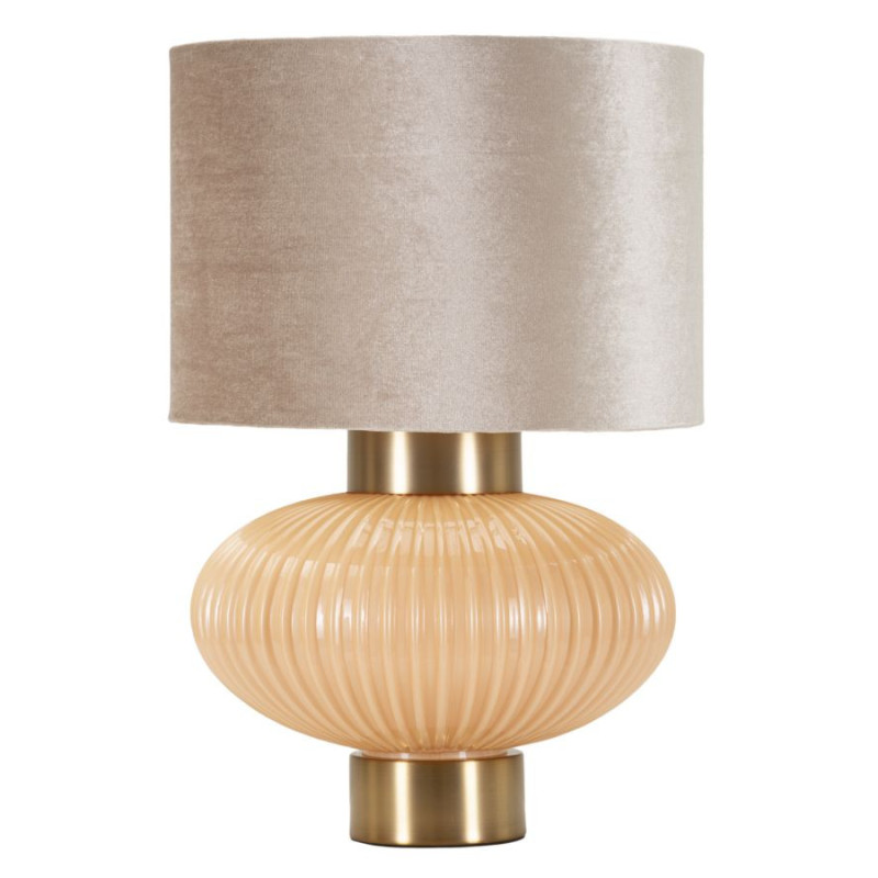 Lampe à poser moderne chic Hauteur 49 cm Verre Beige rosé Tissu Beige Métal Doré Perly 