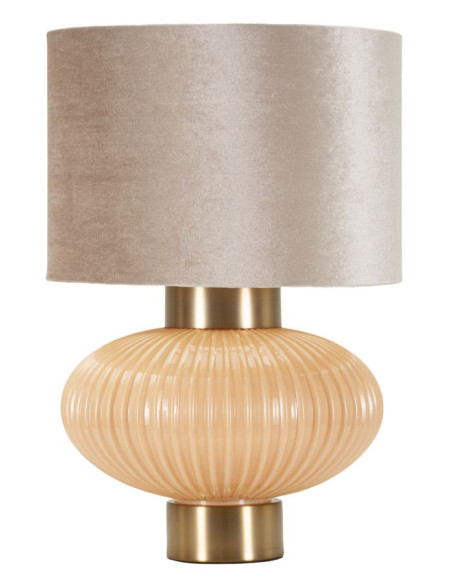Lampe à poser moderne chic Hauteur 49 cm Verre Beige rosé Tissu Beige Métal Doré Perly 