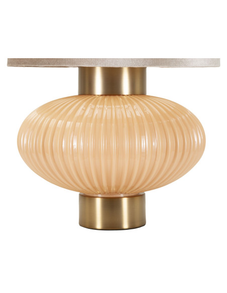 Lampe à poser moderne chic Hauteur 49 cm Verre Beige rosé Tissu Beige Métal Doré Perly 