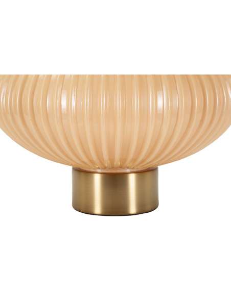 Lampe à poser moderne chic Hauteur 49 cm Verre Beige rosé Tissu Beige Métal Doré Perly 