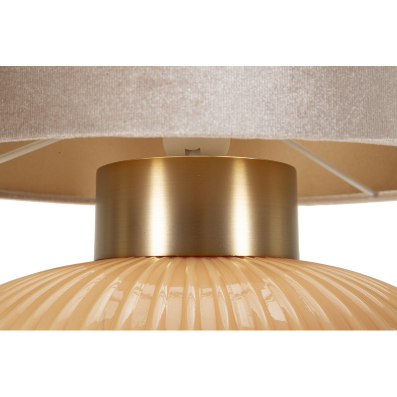 Lampe à poser moderne chic Hauteur 49 cm Verre Beige rosé Tissu Beige Métal Doré Perly 