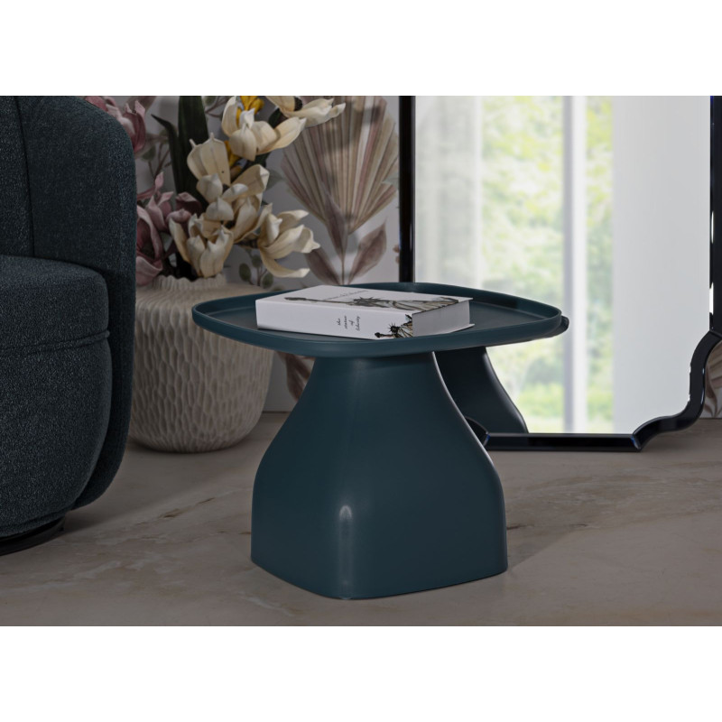 Table d'appoint moderne Carrée Hauteur 38 cm Polypropylène Bleu Gia 