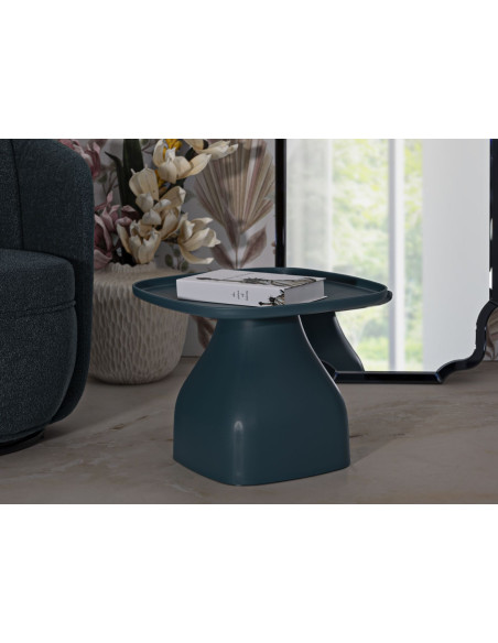 Table d'appoint moderne Carrée Hauteur 38 cm Polypropylène Bleu Gia 