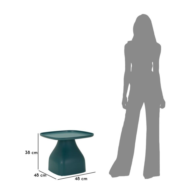 Table d'appoint moderne Carrée Hauteur 38 cm Polypropylène Bleu Gia 