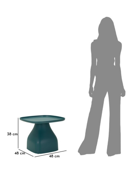 Table d'appoint moderne Carrée Hauteur 38 cm Polypropylène Bleu Gia 