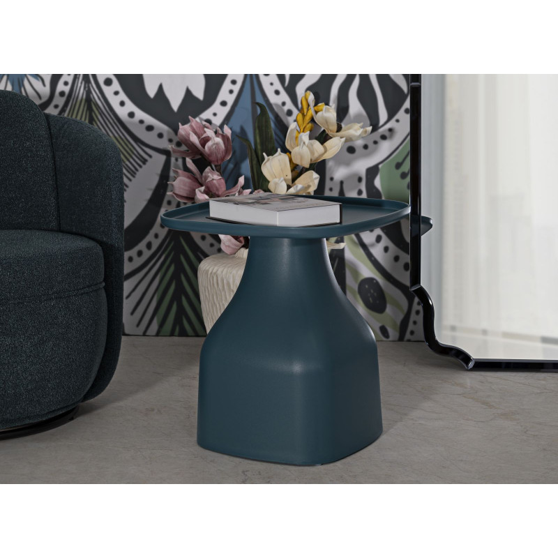Table d'appoint moderne Carrée Hauteur 50 cm Polypropylène Bleu Gia 