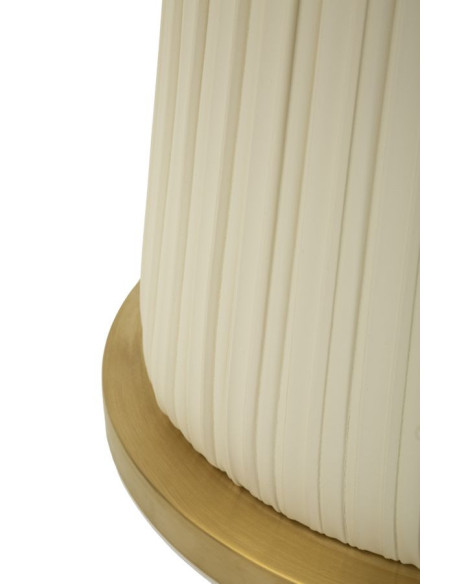 Table d'appoint moderne chic Ronde 60 cm Céramique Blanc Effet marbre Métal Blanc crème Doré Nova 