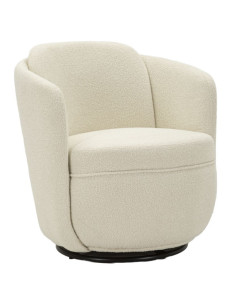 Fauteuil pivotant bouclette Tissu Blanc crème Bouclé Torino 