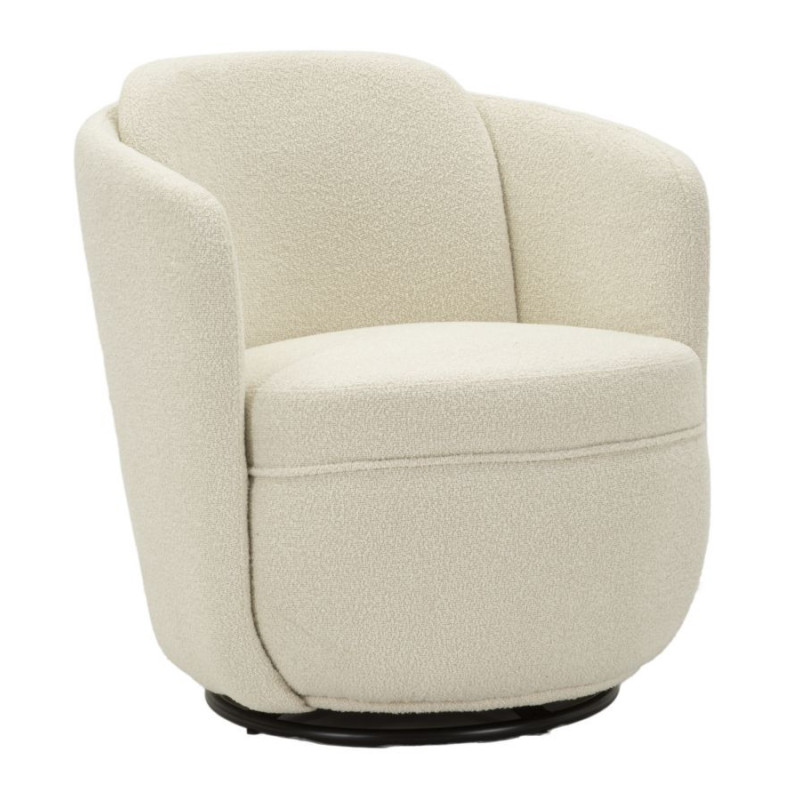 Fauteuil pivotant bouclette Tissu Blanc crème Bouclé Torino 