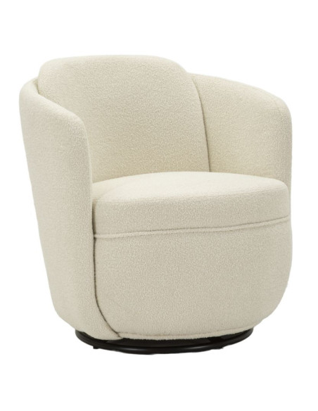 Fauteuil pivotant bouclette Tissu Blanc crème Bouclé Torino 