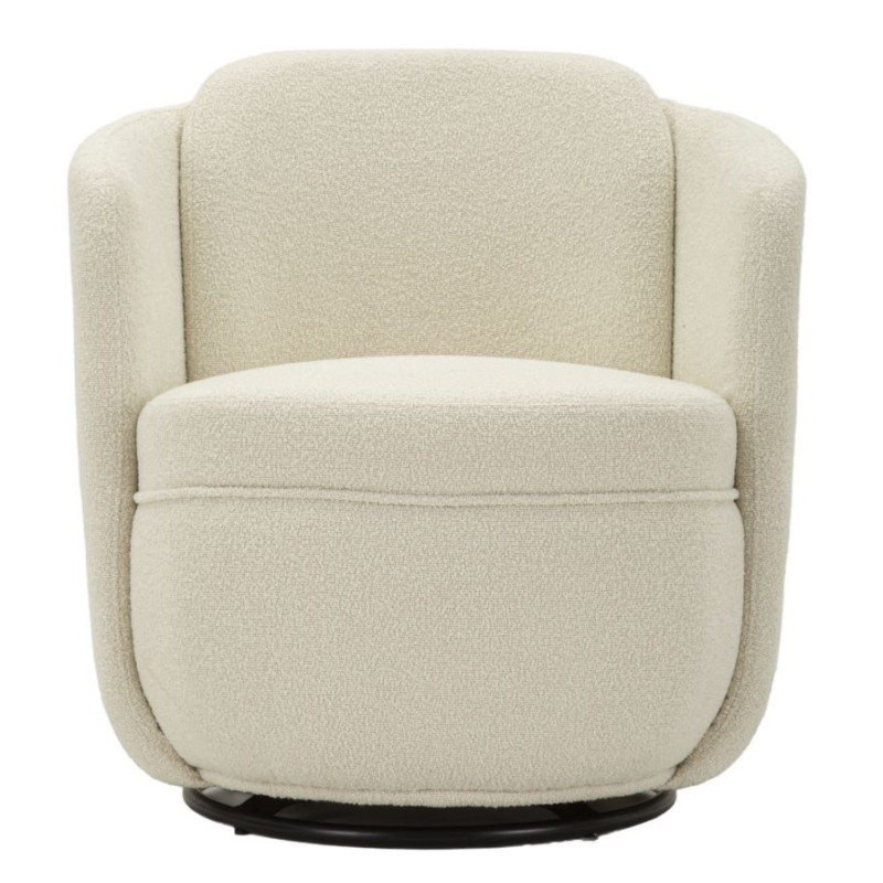 Fauteuil pivotant bouclette Tissu Blanc crème Bouclé Torino 