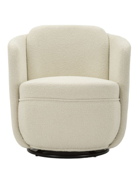 Fauteuil pivotant bouclette Tissu Blanc crème Bouclé Torino 